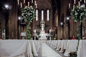 Candelabra Ceremony Aisle Decor With Flowers