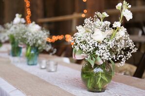 Rose, Stephanotis and Baby's Breath Centerpiece