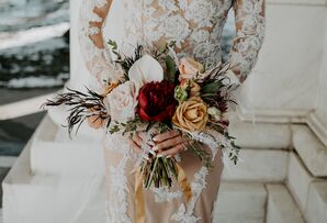 Bold Wedding Bouquet with Roses and Anthurium