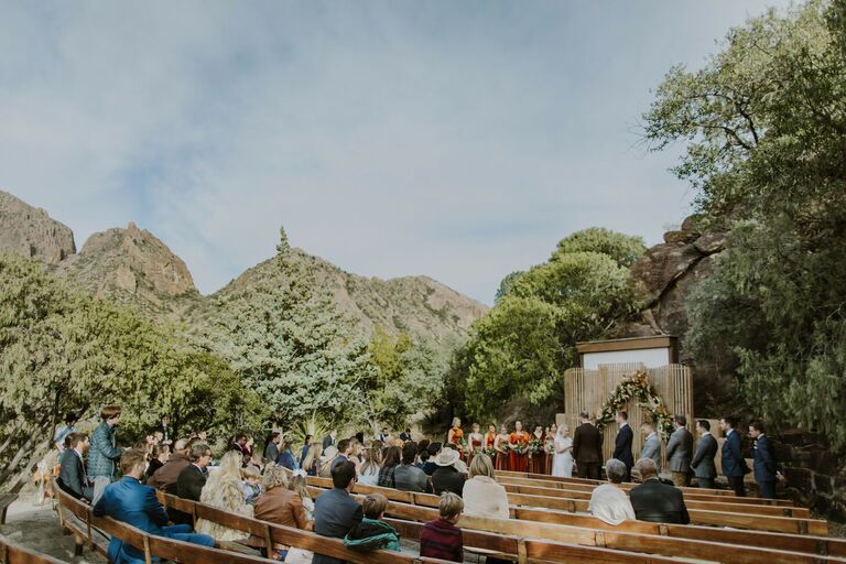 Wedding ceremony in amphitheater in Big Bend National Park
