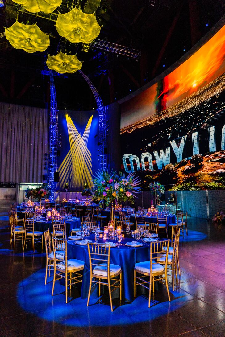 Modern Reception with Colorful Lighting and Decorations