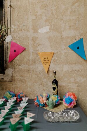 Cactus Shot Glass Escort Card Display with Tequila