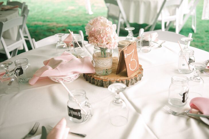Pink and White Reception Table Decor