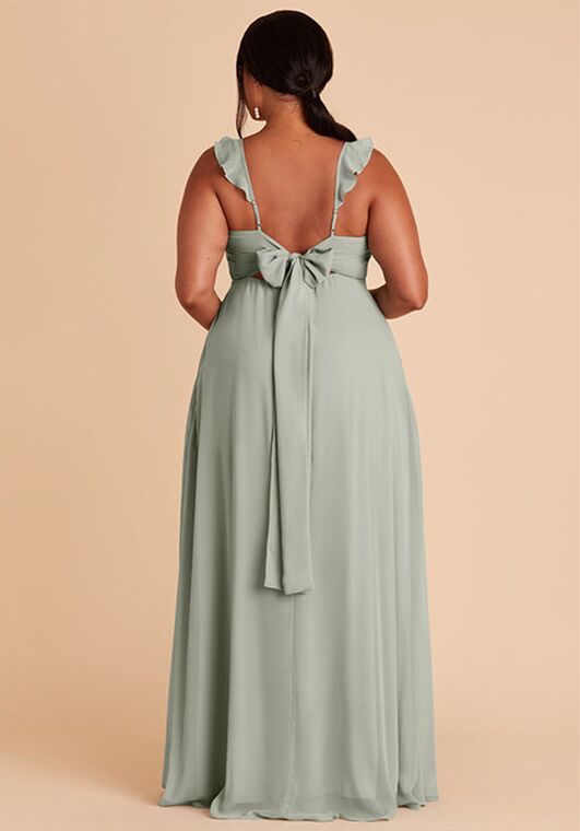 Birdy Grey Doris Chiffon Dress in Sage V-Neck and Plunge Bridesmaid Dress - 2