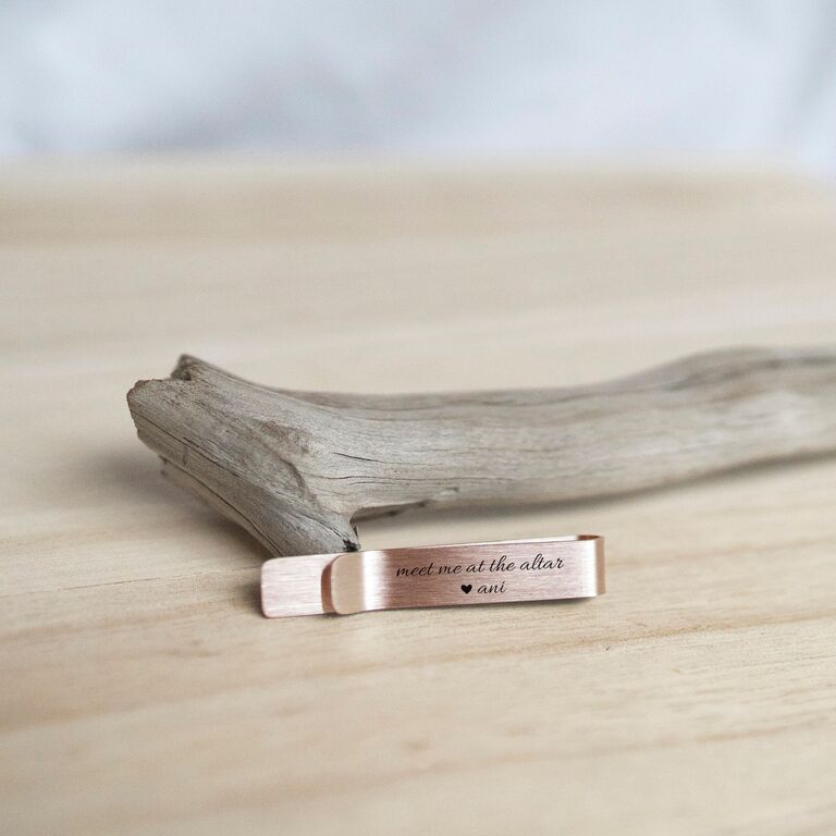 Custom engraved tie bar gift idea for husband. 