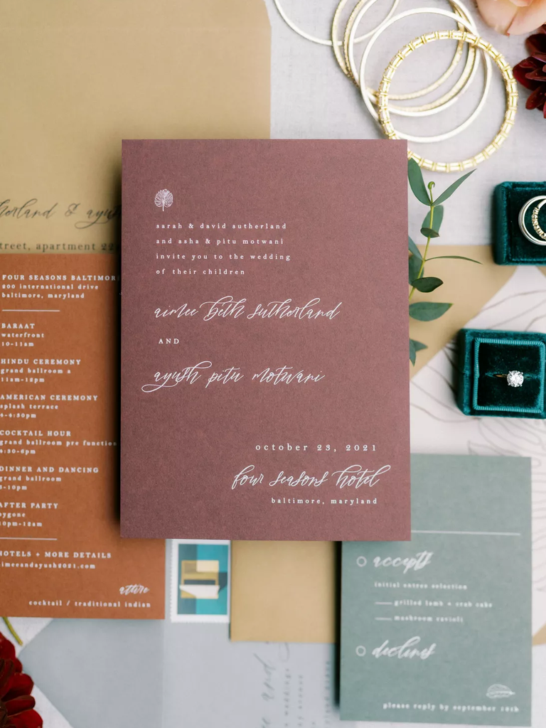 A beautiful stationary suite in muted tones, ideal for an autumnal celebration.