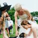 The couple's dog, Asa, acted as ring bearer, carrying the rings in a little pouch around his collar.