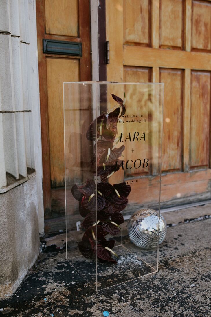 Modern Decorations with Acrylic Container and Purple Anthurium