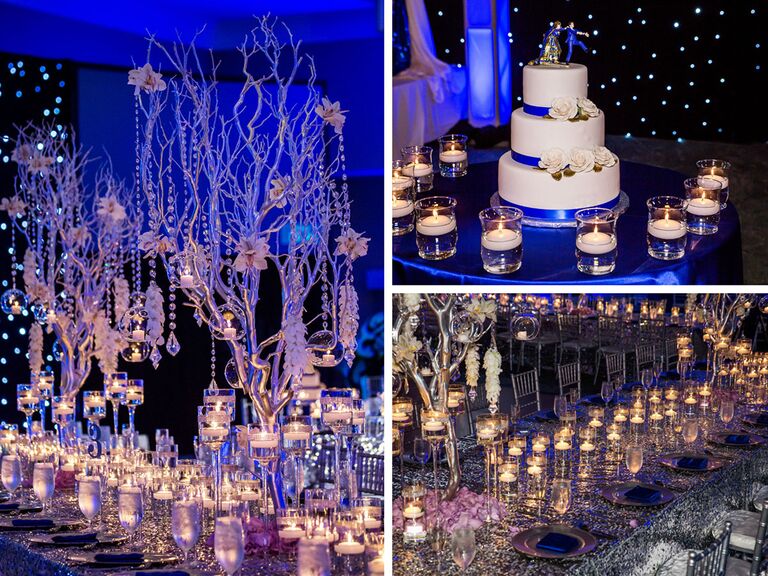 Silver and cobalt Indian wedding