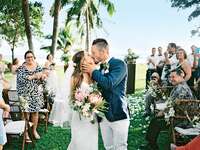 couple kiss at destination wedding