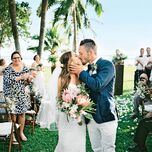 couple kiss at destination wedding