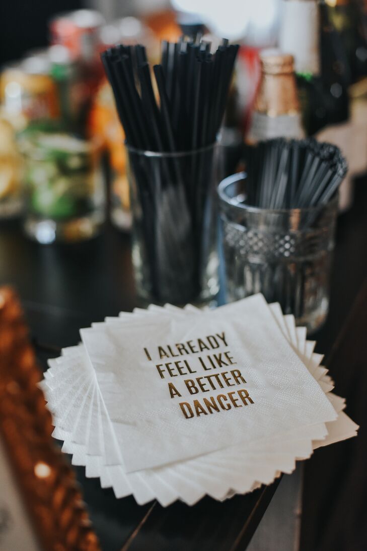 Custom Cocktail Napkins for Wedding at Ebell Long Beach in California
