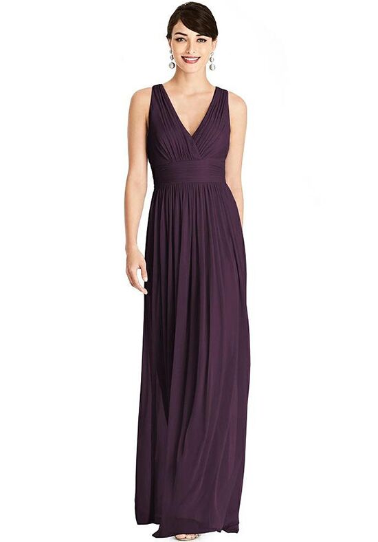 Dessy Group Shirred Wrap Bodice Twist Back Maxi Dress - TH104 V-Neck Bridesmaid Dress - 1