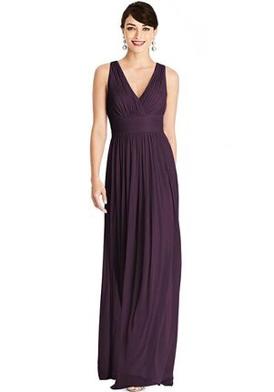 Dessy Group Shirred Wrap Bodice Twist Back Maxi Dress - TH104 V-Neck Bridesmaid Dress