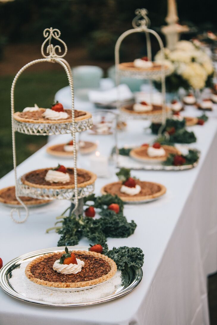 In addition to cake, the couple served chocolate pecan pies.