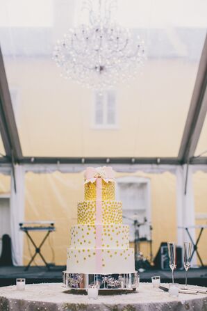 Gold Ombre Polka-Dot Wedding Cake