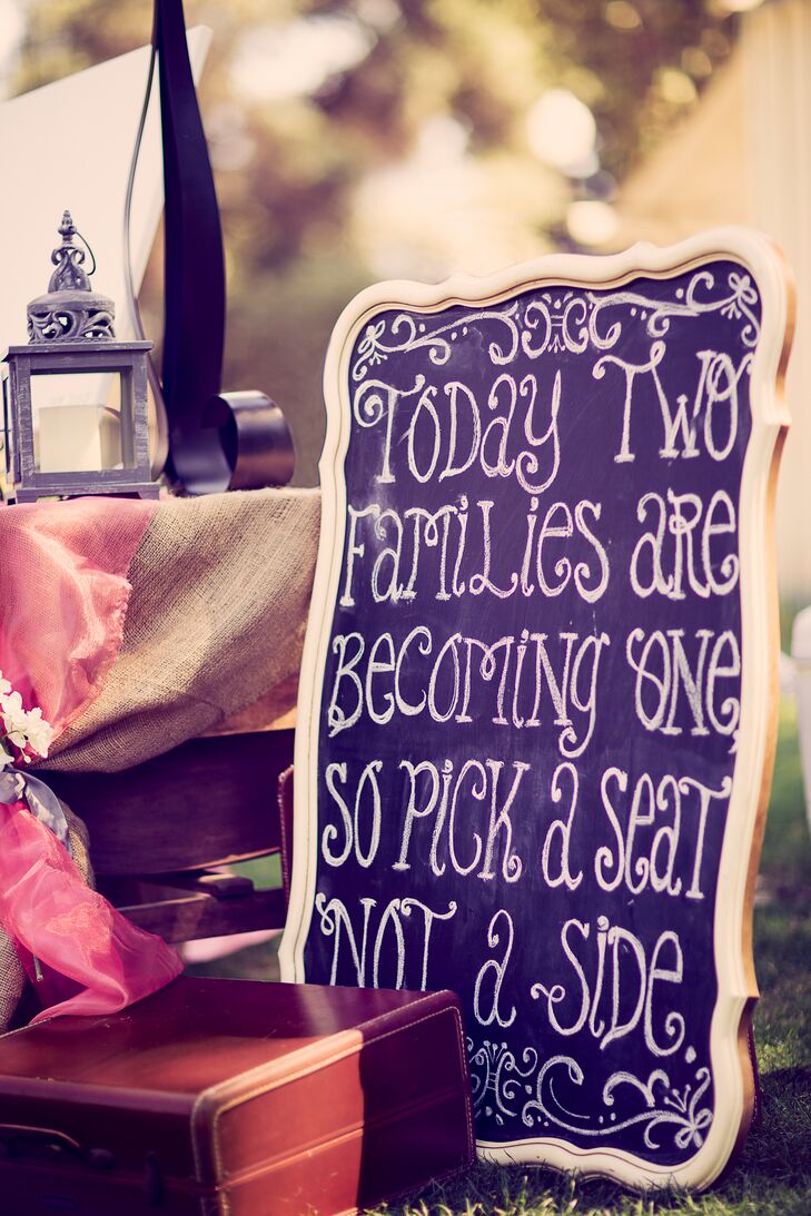 Outdoor Ceremony with Chalkboard Decor