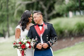 First Look With Groom in Military Uniform