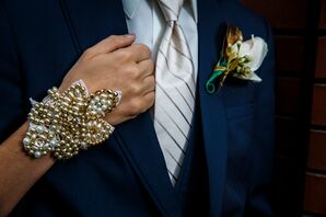 Pearl and Gold Jewelry Corsage