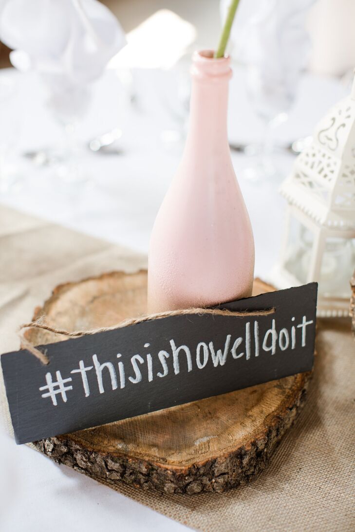 A sign displaying the couple's custom hashtag prompted guests on how to tag their pictures on social media.