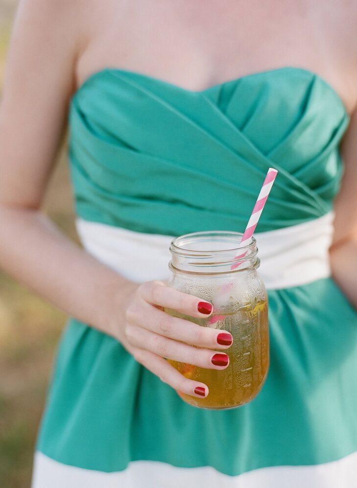 The signature cocktails were served up in classic mason jars with fun striped paper straws.