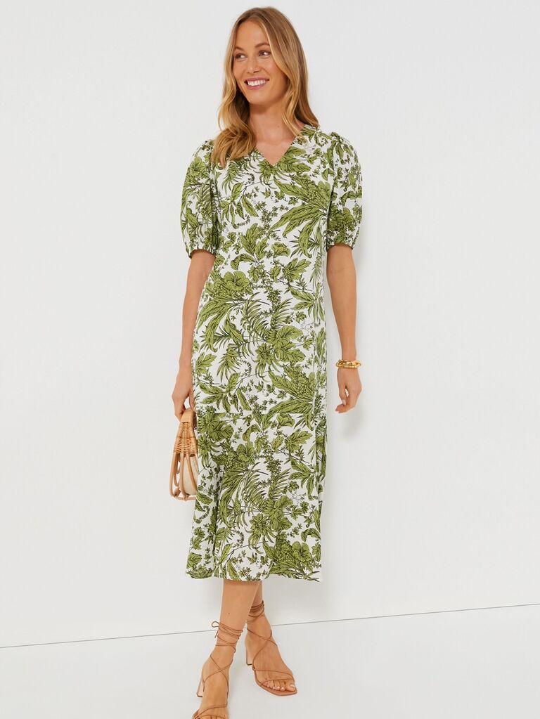 Green floral dress for mother of the bride by Tuckernuck. 