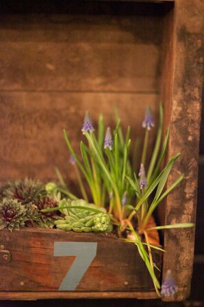 Rustic Green Table Name Arrangements