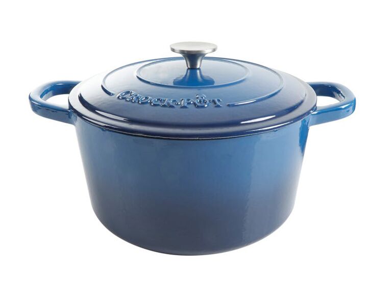crockpot 7 qt artisan round dutch oven with lid in blue