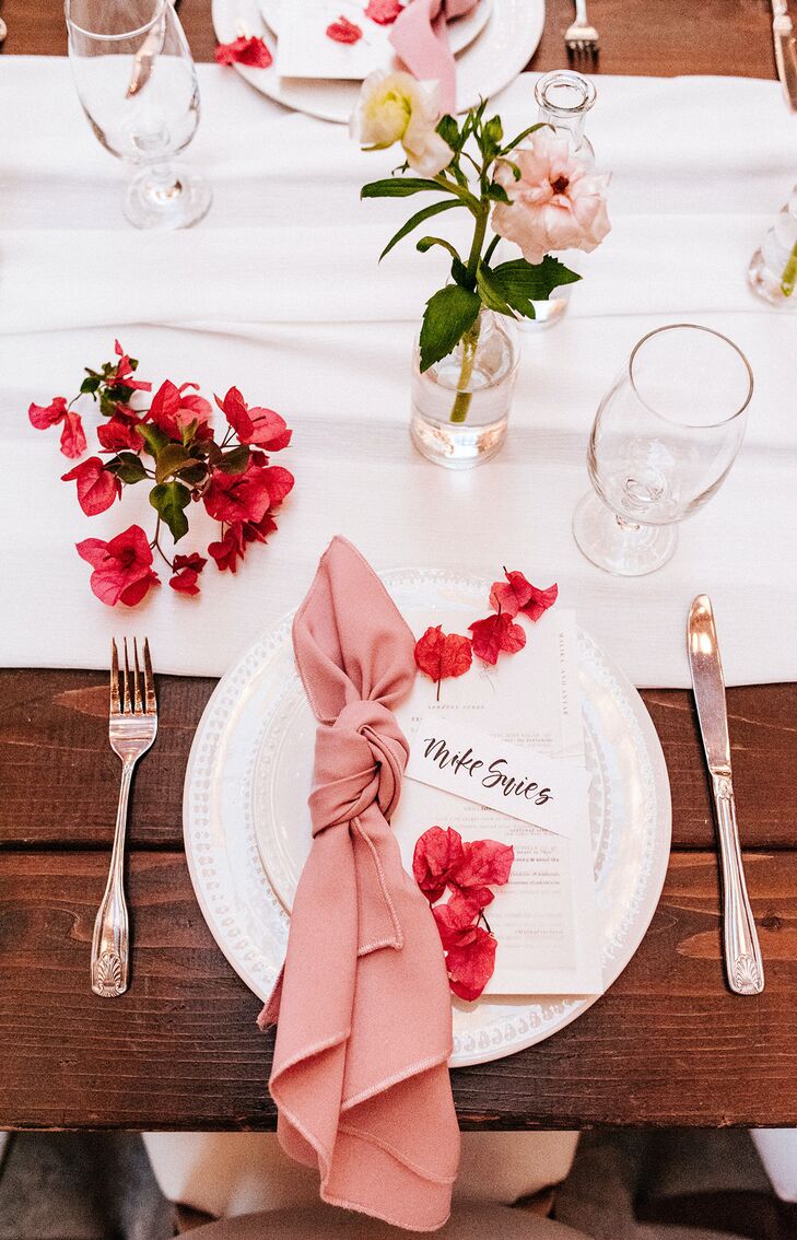 Pink Place Setting for Glam Wedding at Sandbox in San Diego, California