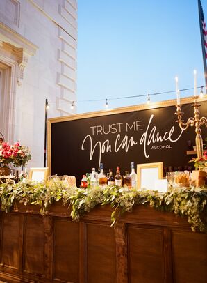 Glam Garland-Trimmed Wooden Bar