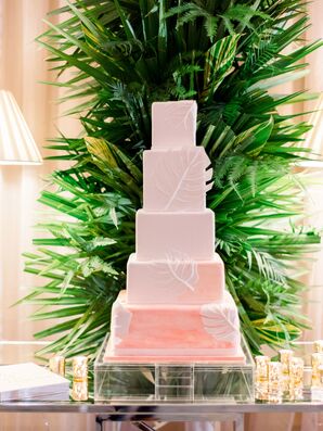 Tiered Cake with Fondant Palm Leaves and Key Lime Filling