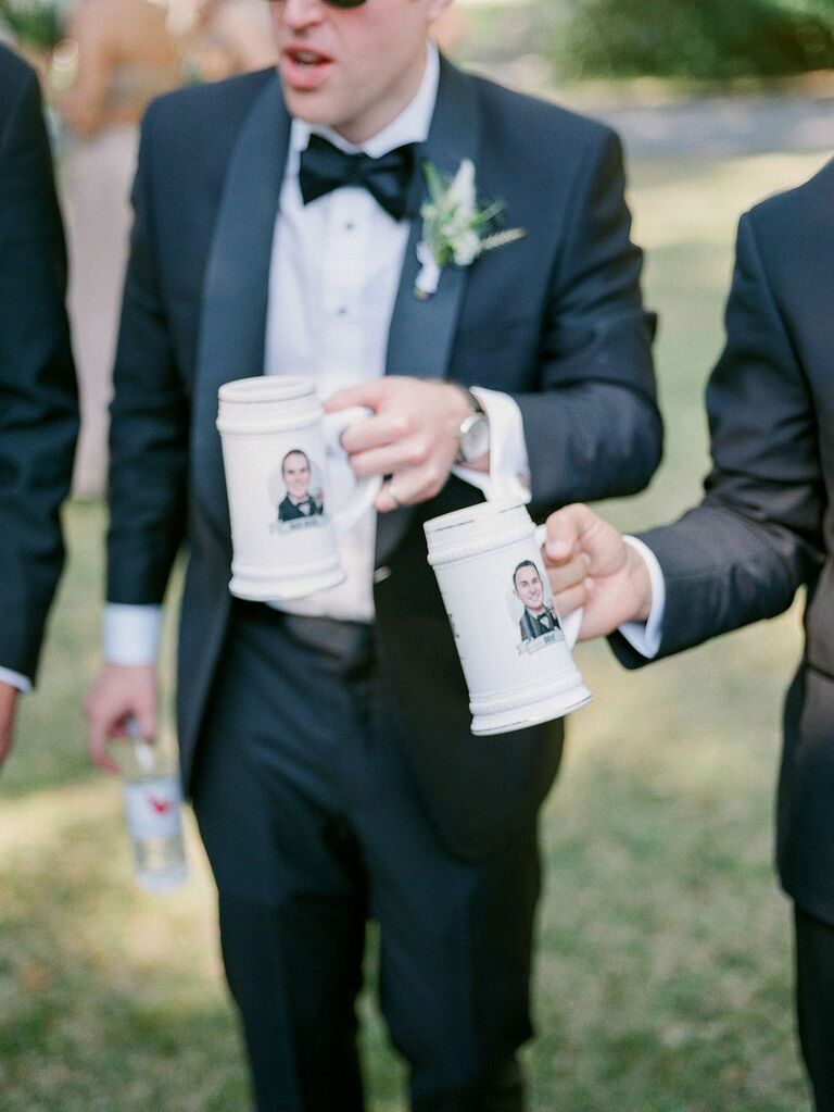 Custom groomsmen gift personalized beer mugs