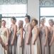 With eight bridesmaids in the wedding party, each with their own style, Melissa wanted them to feel as beautiful and comfortable as she felt. “Picking their own dresses was a must,” she says. She scheduled individual visits to the bridal salon with each bridesmaid (eight trips total) so they could choose their dresses. After everyone had selected a style, Melissa chose the color for each gown based on the designer’s options. “It may have been a little more complicated than it should have been, but I am so happy with how they came together.”