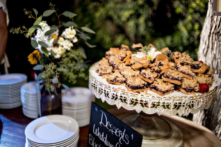 The bride and groom wanted food to be a major focus of their wedding. They provided extensive appetizers as well as a fully-stocked dessert bar with assorted gourmet treats.