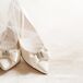 White Satin Kate Spade Shoes with Bows and Embellishment