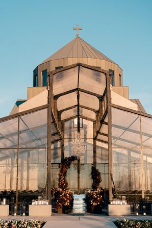 Modern Glass Ceremony Tent at Hall of Lights in Carrollton, Texas