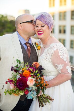 Bride and Groom at Bright, Cheery St. Louis Wedding