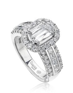 Christopher Designs Glamorous Emerald, Oval Cut Engagement Ring