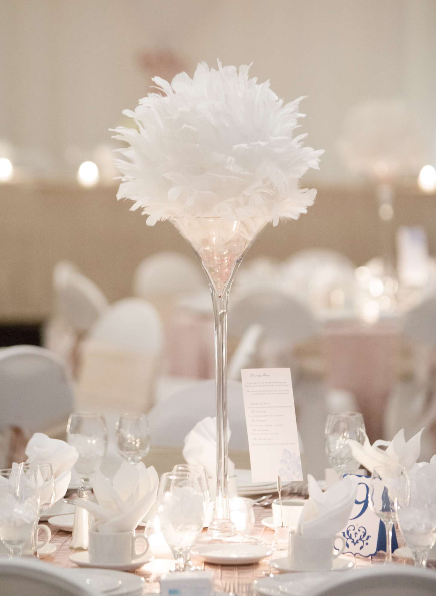 Tall White Feather Centerpieces