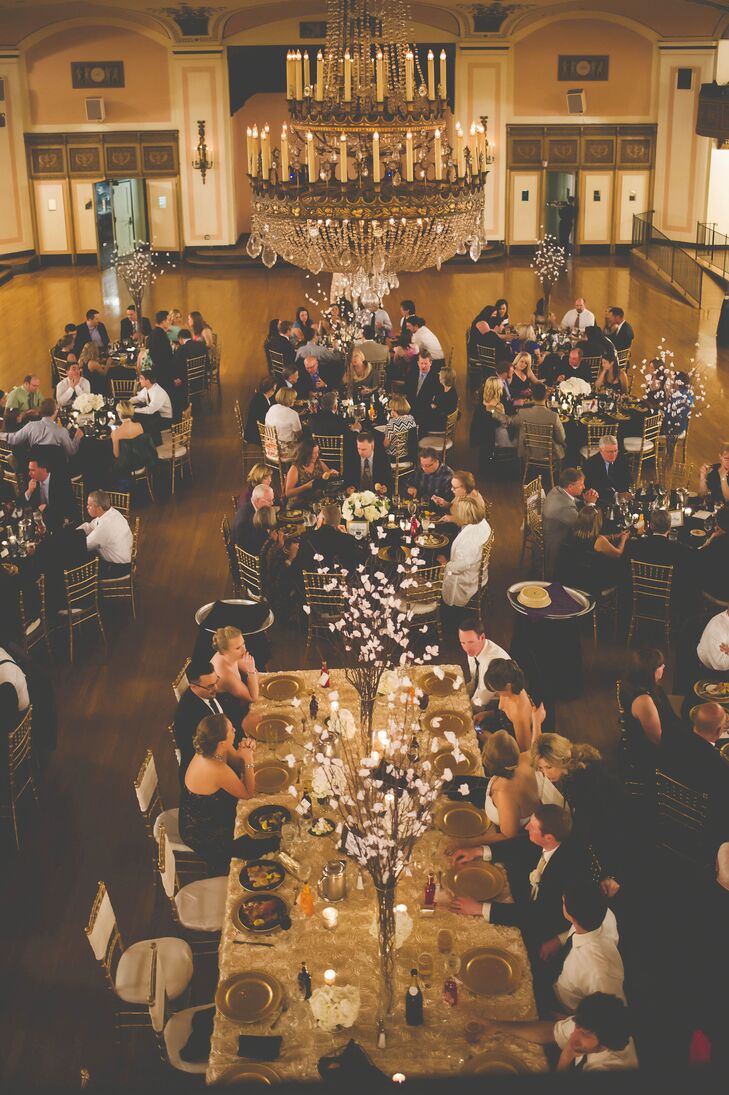 Laurie and AJ invited friends and family members for a ballroom reception at Detroit's historic Masonic Temple. "We went to a holiday party there a few years ago and fell in love with the architecture," Laurie says.