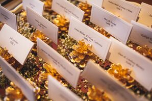 Painted Gold Pine Cone Escort Cards