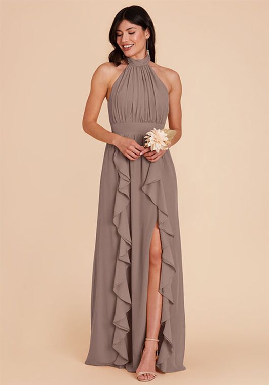Birdy Grey Joyce Chiffon Dress in Toffee Halter Bridesmaid Dress - 2