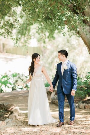 Ivory Lace and Chiffon A-Line Wedding Dress