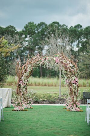Floral Chuppah with Branches and Cherry Blossoms