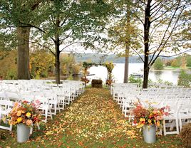Outdoor Fall wedding ceremony 