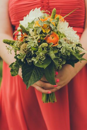 Green and Orange Bridesmaid Bouquet