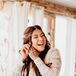 Bohemian Bride with Long-Sleeve Dress, Down Hairstyle and Hair Chains