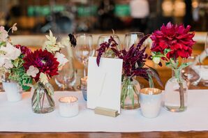 Small Bud Vases with Veronica and Dahlias