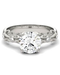 Forever One Moissanite Unique Round Cut Engagement Ring