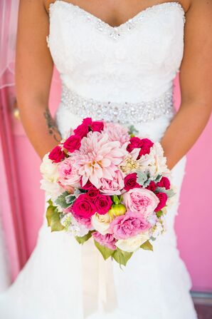 Pink and White Rose and Dahlia Bouquet